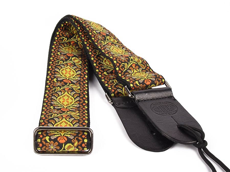 Gaucho GST-184-07 Traditional Series Gitaarband 2" jacquard geweven, leren slips, meerkleurig