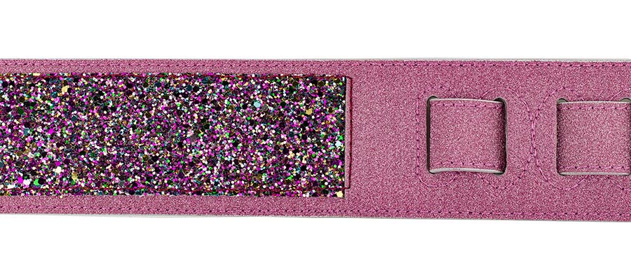 Gaucho GST-250-PK Sparkling Series Gitaarband van glanzend kunstleer, sprankelend roze