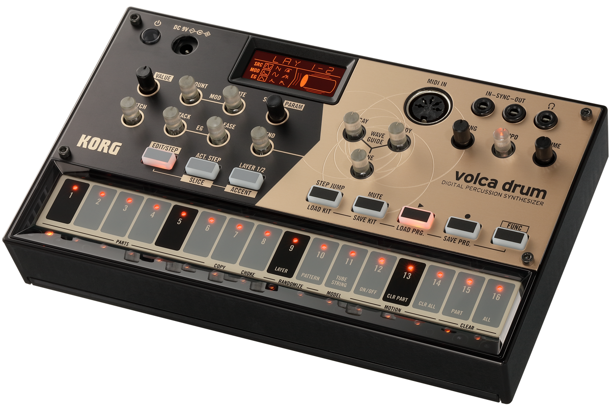 Korg Synthesizer, digitaal, volca drum, Physical Modelling, 6 parts, Sequencer
