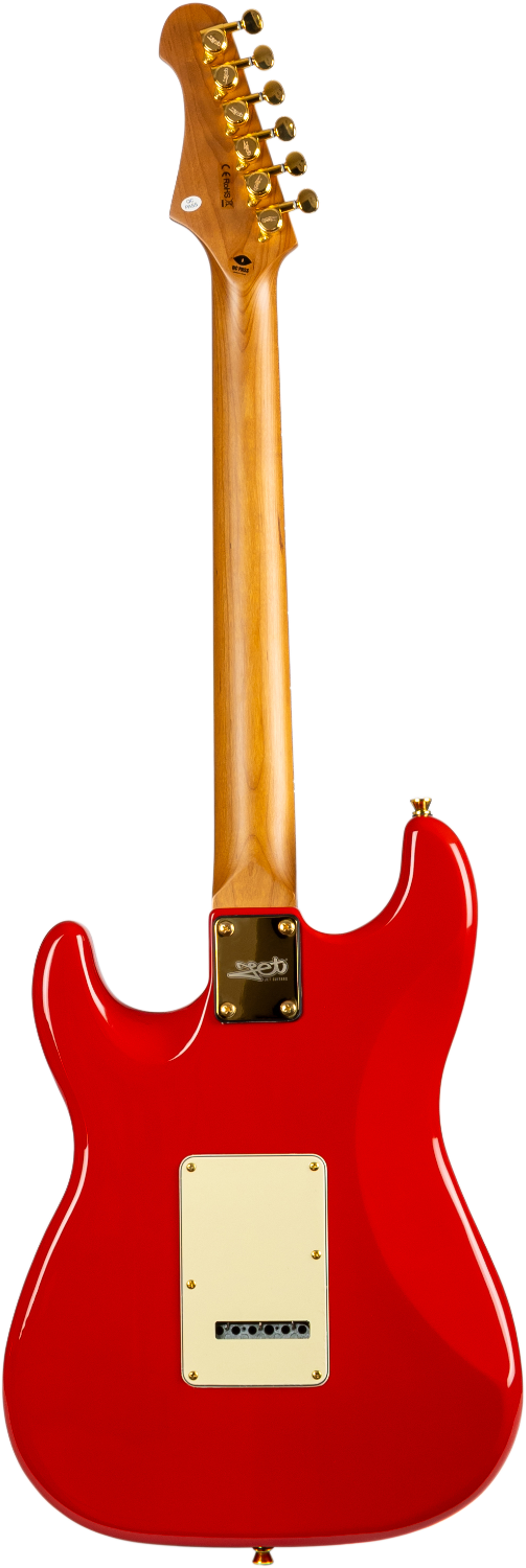 JET Guitars JS-380 RD G – elektrische gitaar – S-'plus' stijl SSS Alnico V Goud hardware Rood/ palissander toets