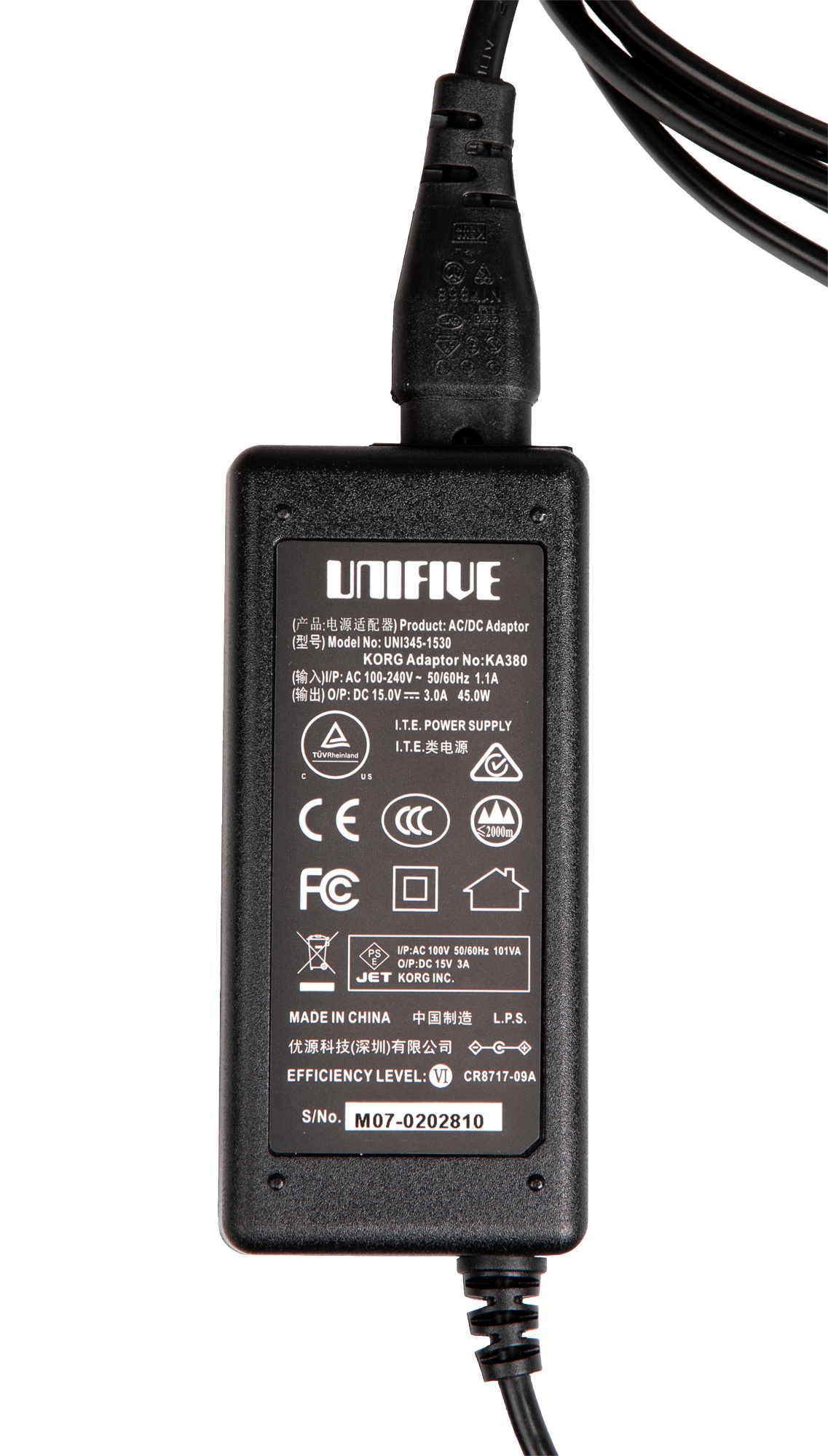 Korg Power Adapter, KA380, 15V, 3000mA, for PA300