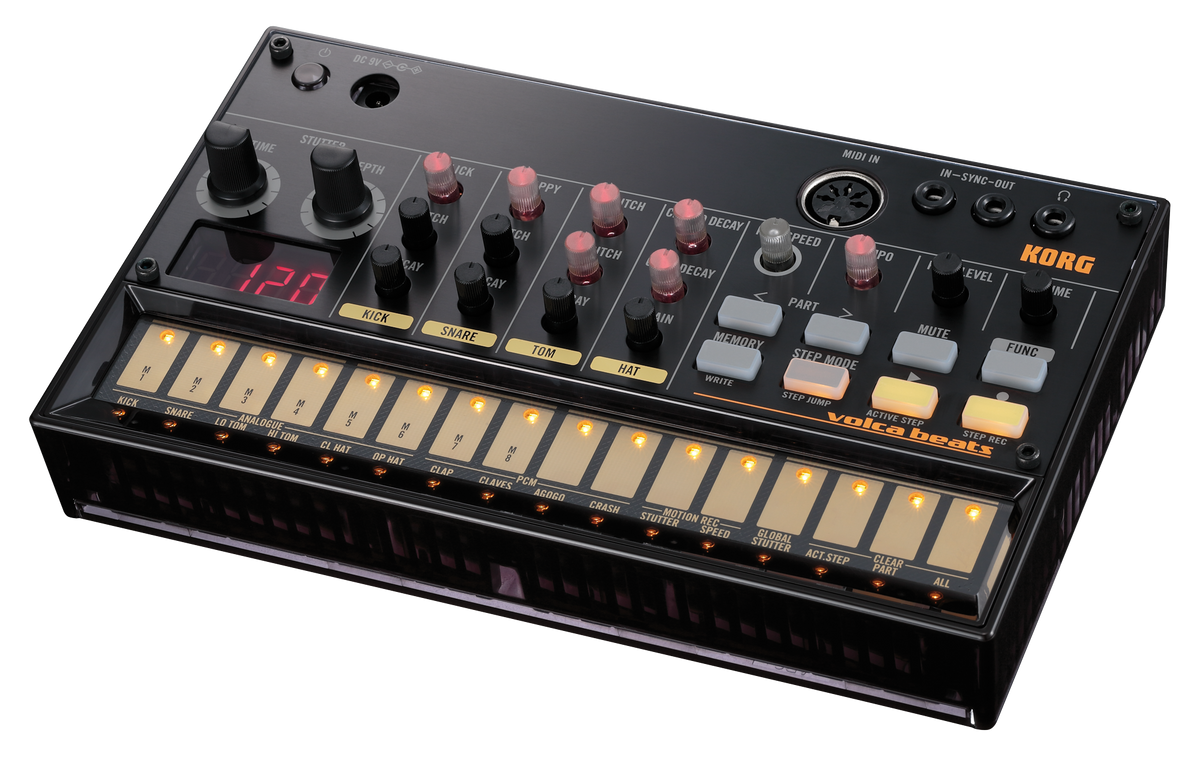 Korg Synthesizer, analoog, volca beats, Drum Computer, Sequencer