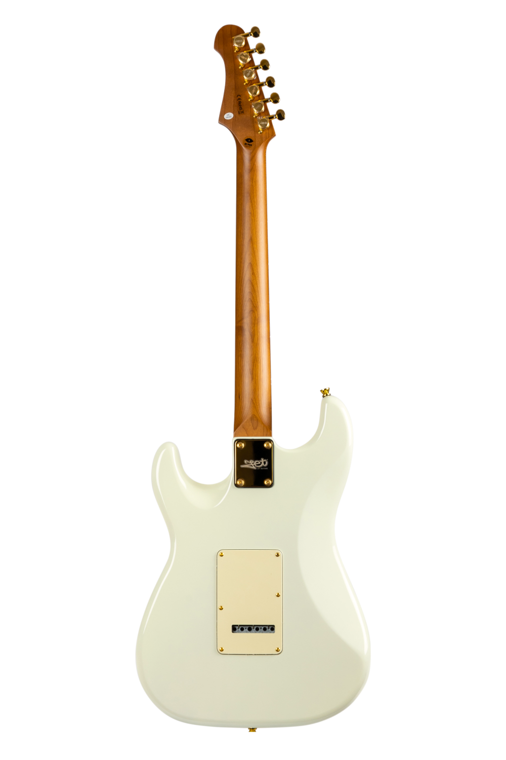 JET Guitars JS-380 OW G – elektrische gitaar – S-'plus' stijl SSS Alnico V Goud hardware Wit, palissander toets