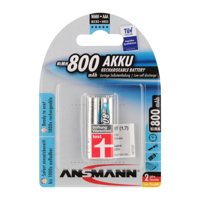 Ansmann Premium AAA 800 mAh 2-pcs blister – oplaadbare batterij