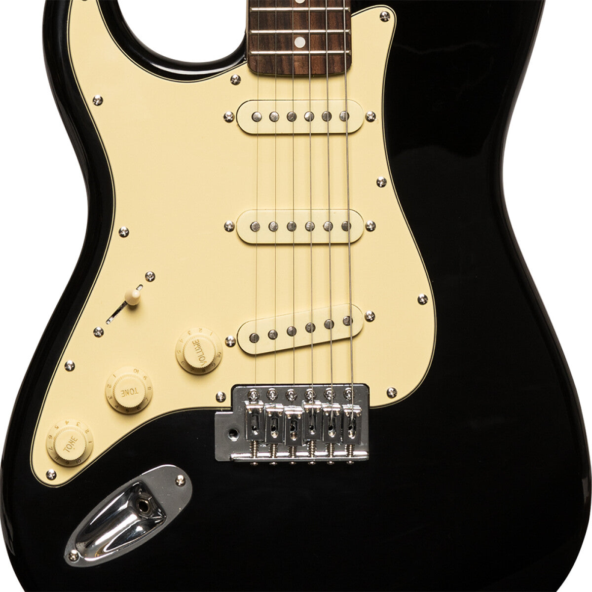 Stagg SES-30 BK LH S-style elektrische gitaar linkshandig Brilliant Black