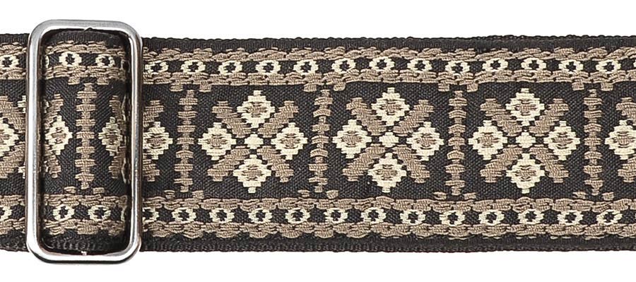 Gaucho GST-181-GY Traditional Series Gitaarband 2" jacquard geweven, leren slips, grijs op goud