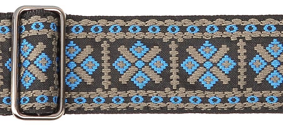 Gaucho GST-181-BG Traditional Series Gitaarband 2" jacquard geweven, leren slips, blauw en goud