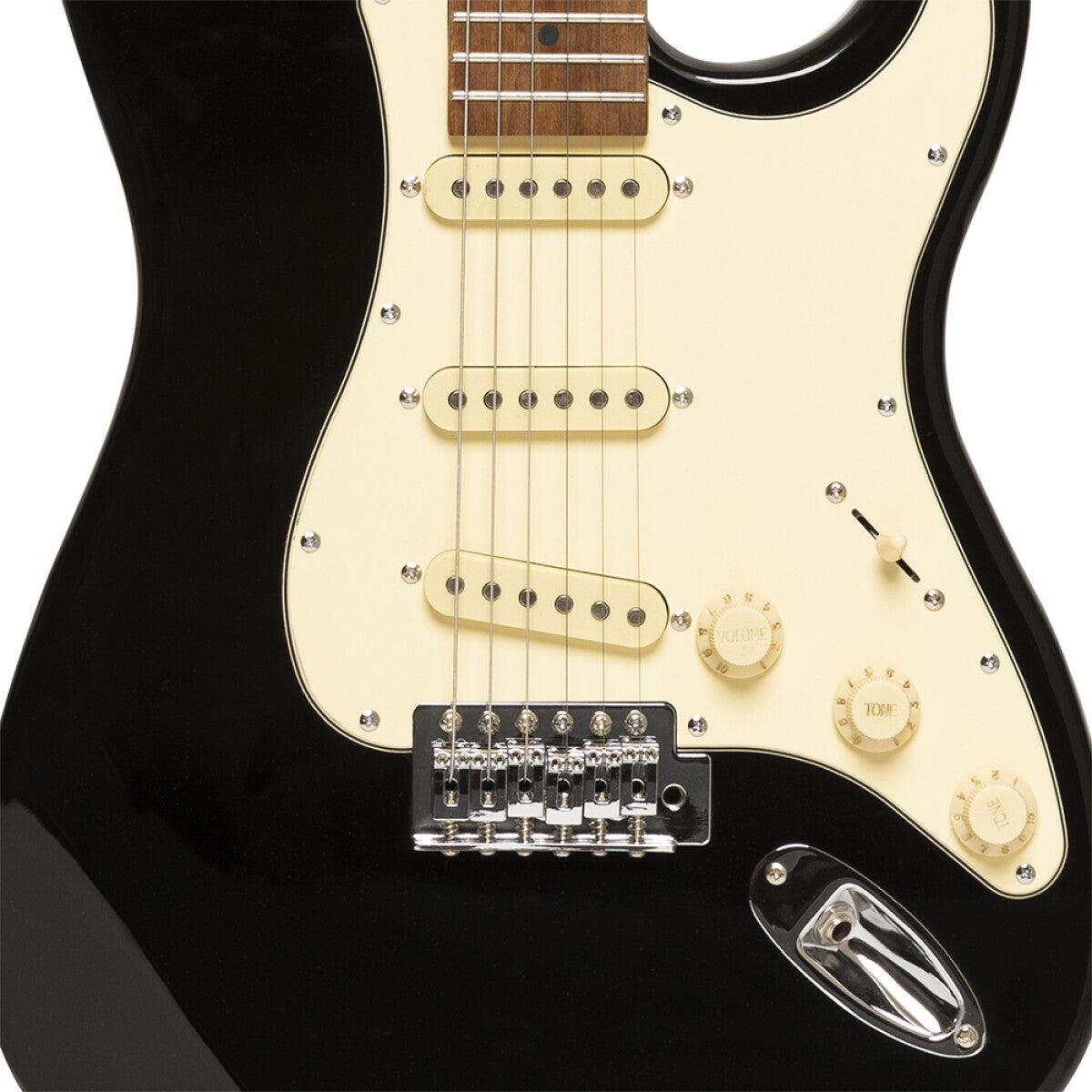 Stagg SES-55 BLK S-style elektrische gitaar Glanzend zwart