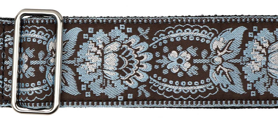 Gaucho GST-192-01 Traditional Series Gitaarband van 5 cm breed jacquardweefsel met leren uiteinden, meerkleurig