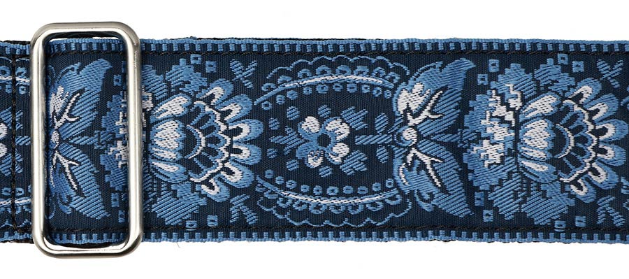 Gaucho GST-192-02 Traditional Series Gitaarband van 5 cm breed jacquardweefsel met leren uiteinden, meerkleurig