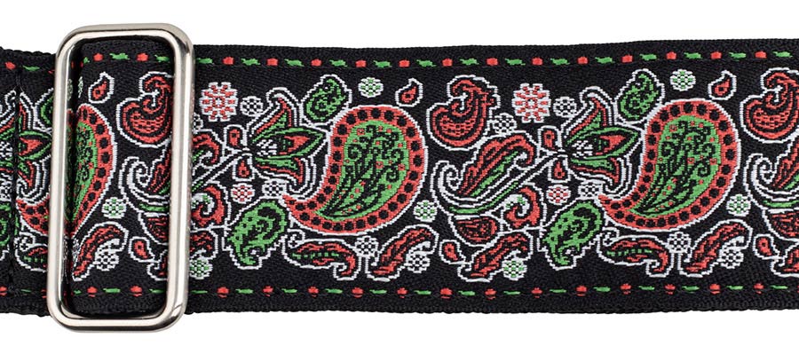 Gaucho GST-196-02 Traditional Series Gitaarband van 5 cm breed jacquardweefsel met leren uiteinden, meerkleurig