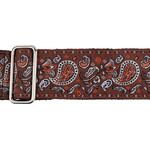Gaucho GST-196-03 Traditional Series Gitaarband van 5 cm breed jacquardweefsel met leren uiteinden, meerkleurig