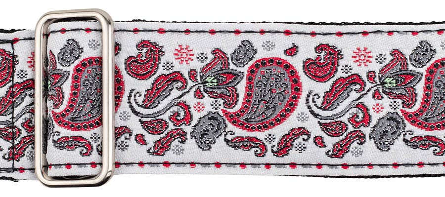 Gaucho GST-196-10 Traditional Series Gitaarband van 5 cm breed jacquardweefsel met leren uiteinden, meerkleurig