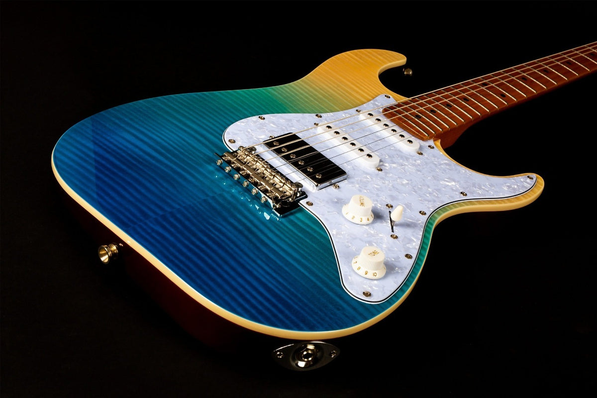 JET Guitars JS-450 TBL – elektrische gitaar – S-stijl HSS transp. blauw
