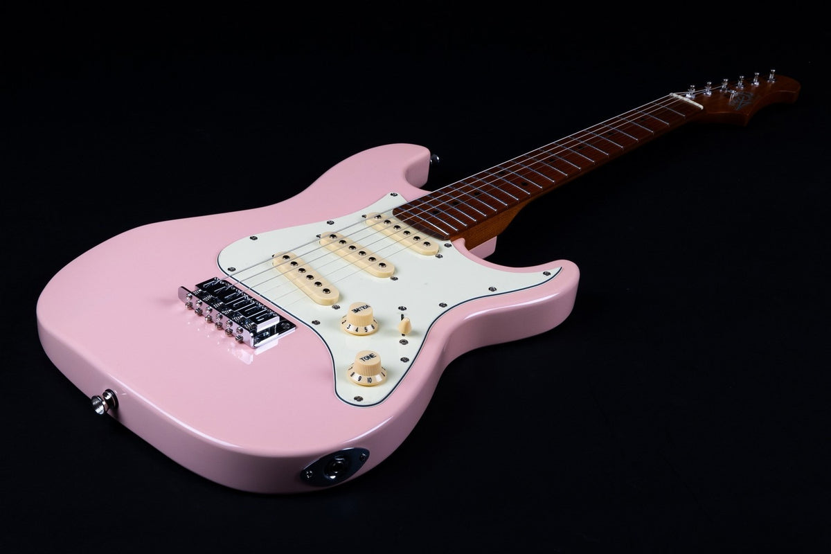 JET Guitars JS-300 MINI PK – elektrische gitaar – MINI S-stijl SSS Schelp Roze