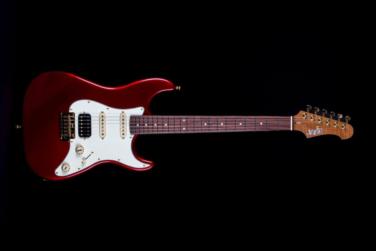 JET Guitars JS-480 WR G – elektrische gitaar – S-stijl HSS Wijnrood/Goud hardware, palissander toets