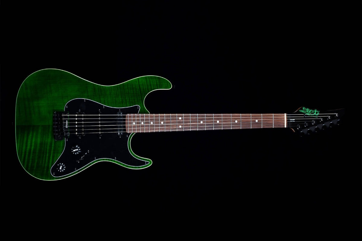 JET Guitars JS-450 TGR R – elektrische gitaar – S-stijl HSS transp. Groen, palissander toets