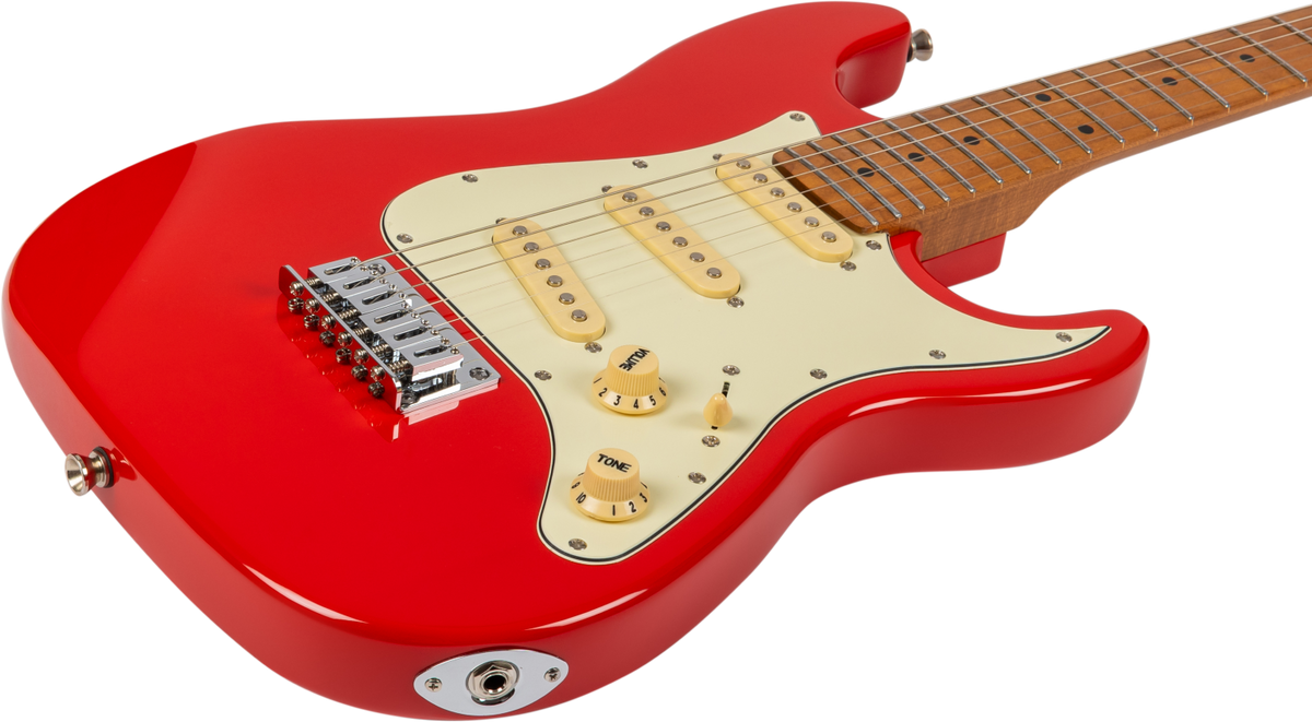 JET Guitars JS-300 MINI RD – elektrische gitaar – Mini S-stijl SSS Rood