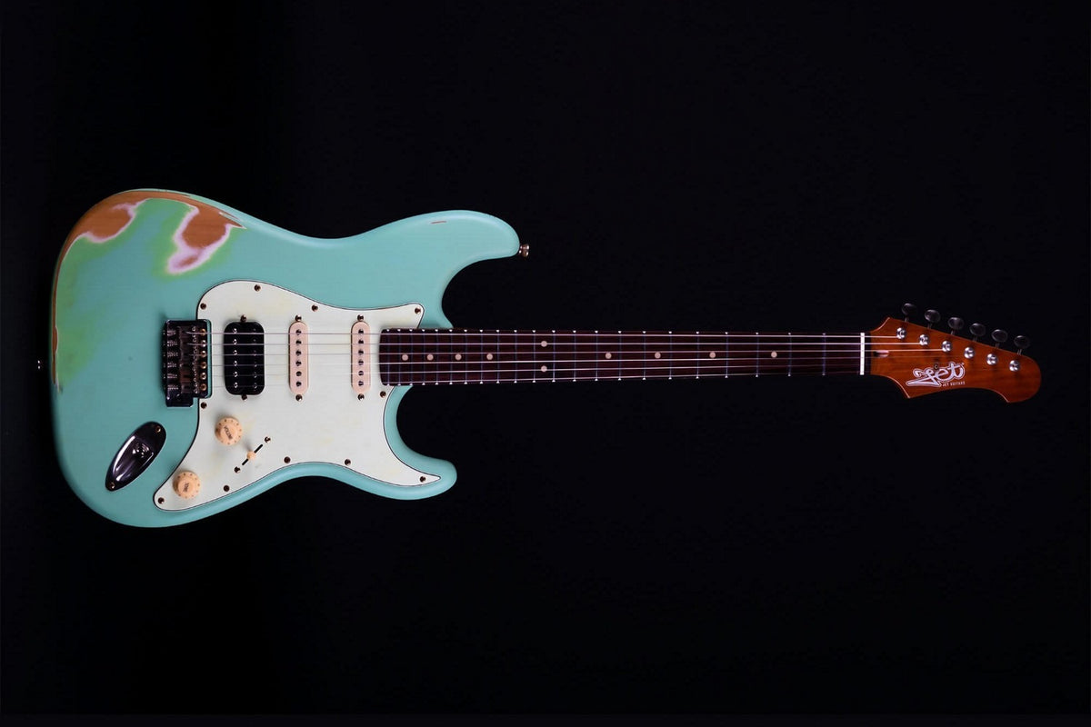 JET Guitars JS-400 RLC SFG – elektrische gitaar – S-stijl HSS 'relic' Zeegroen