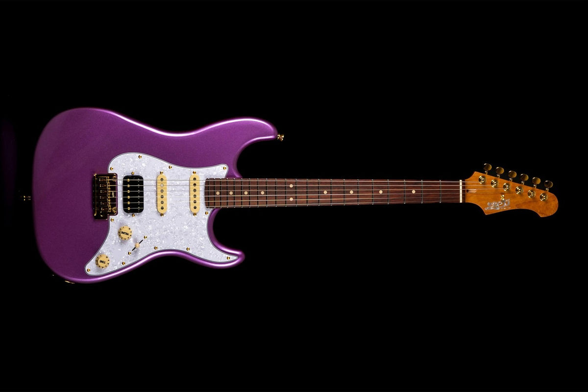 JET Guitars JS-480 VI G – elektrische gitaar – S-stijl HSS Violet/Goud hardware, palissander toets