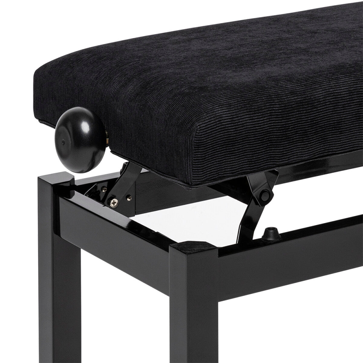 Stagg PB36 verstelbare pianobank hoogglans zwart met zwarte velours zitting