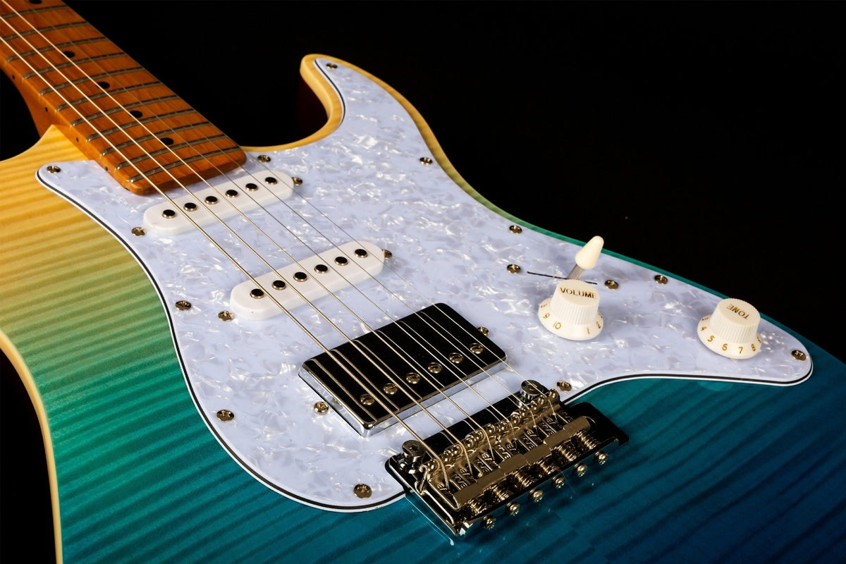 JET Guitars JS-450 TBL – elektrische gitaar – S-stijl HSS transp. blauw