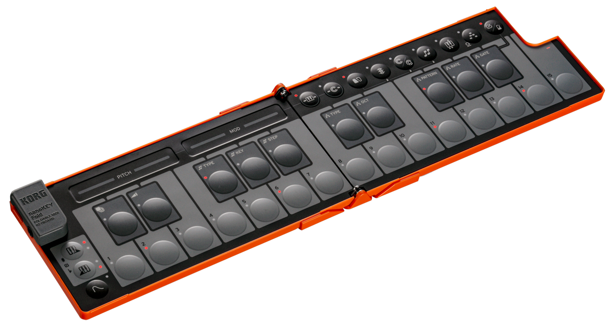 Korg USB-controller, nanoKEY Fold, 25 toetsen, Inklapbaar, Lava Orange, Ltd.