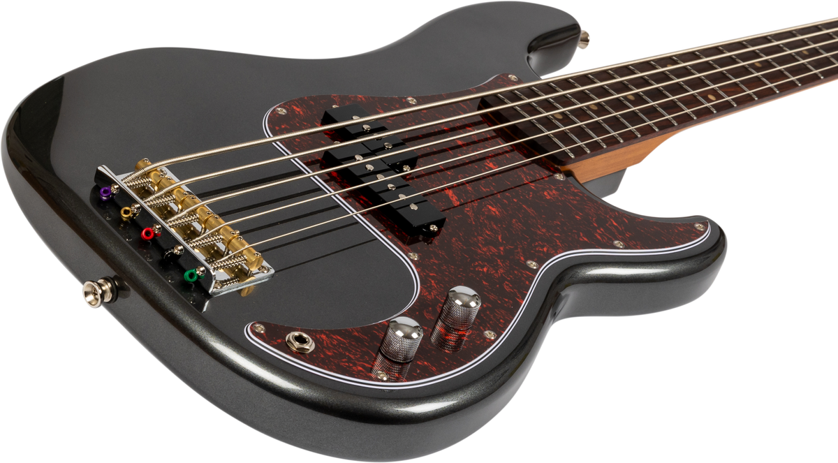 JET Guitars JPB-305 CRC – elektrische basgitaar – PB-stijl 5-snarige Bas Houtskool, palissander toets