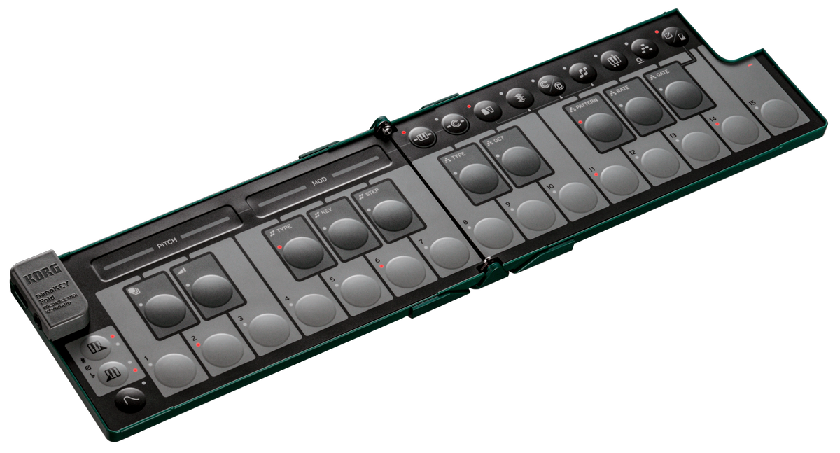 Korg USB-controller, nanoKEY Fold, 25 toetsen, Inklapbaar, Alpine Green, Ltd.