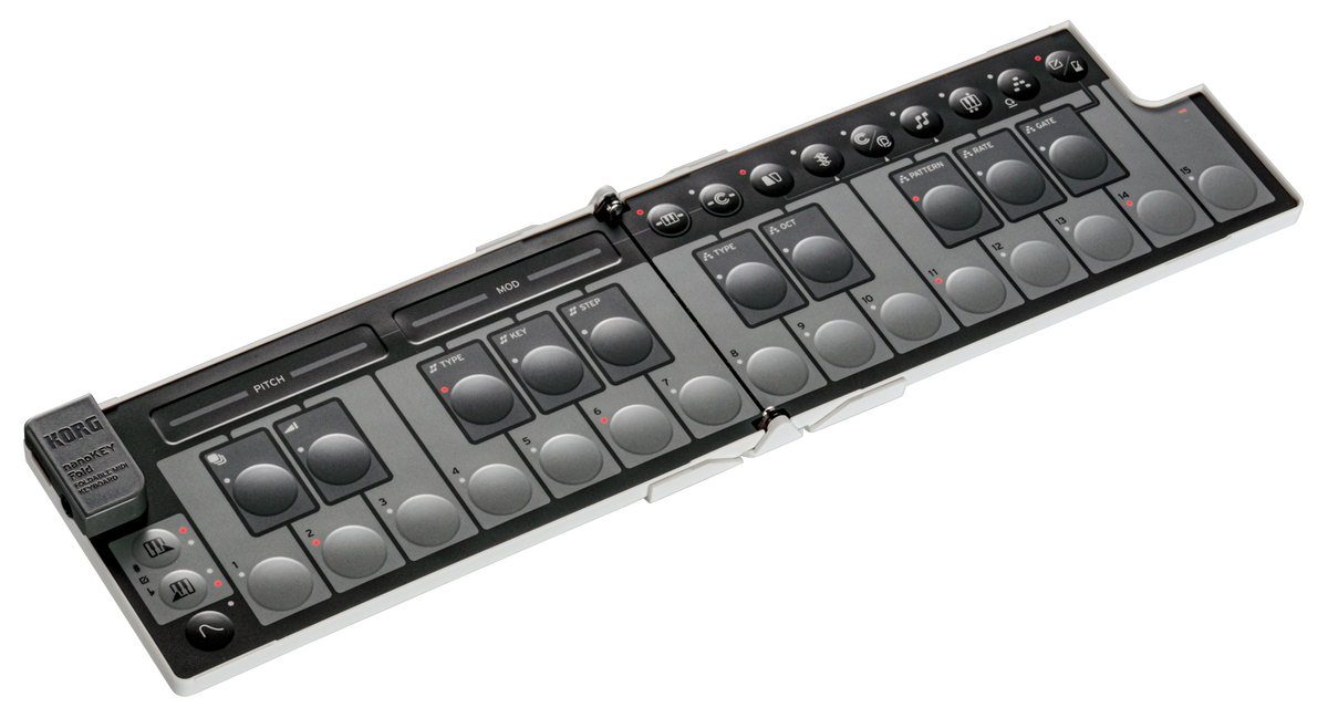 Korg USB-controller, nanoKEY Fold, 25 25 toetsen, Inklapbaar, wit, Ltd.