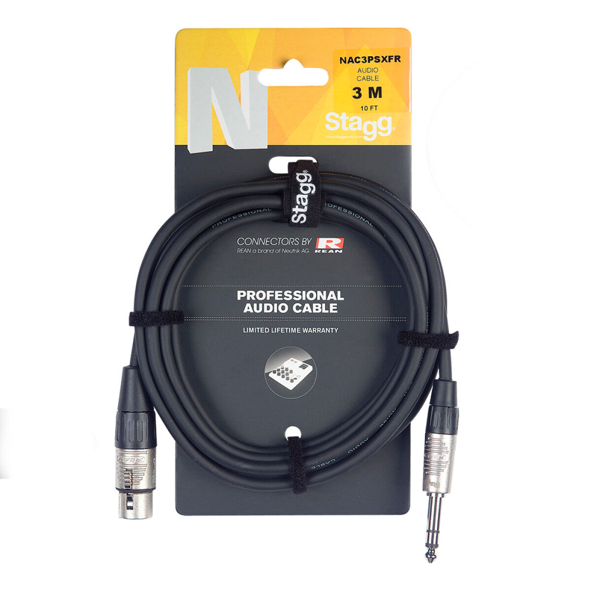 Stagg NAC3PSXFR n-Serie audiokabel, jack/XLR (m/v), stereo, 3 m