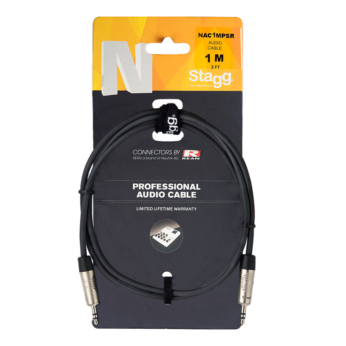 Stagg NAC1MPSR n-Serie audiokabel, mini-jack/mini-jack (m/m), stereo, 1 m