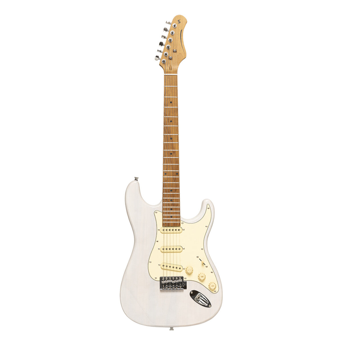 Stagg SES-55 WHB S-style elektrische gitaar See through White Blonde, glanzend