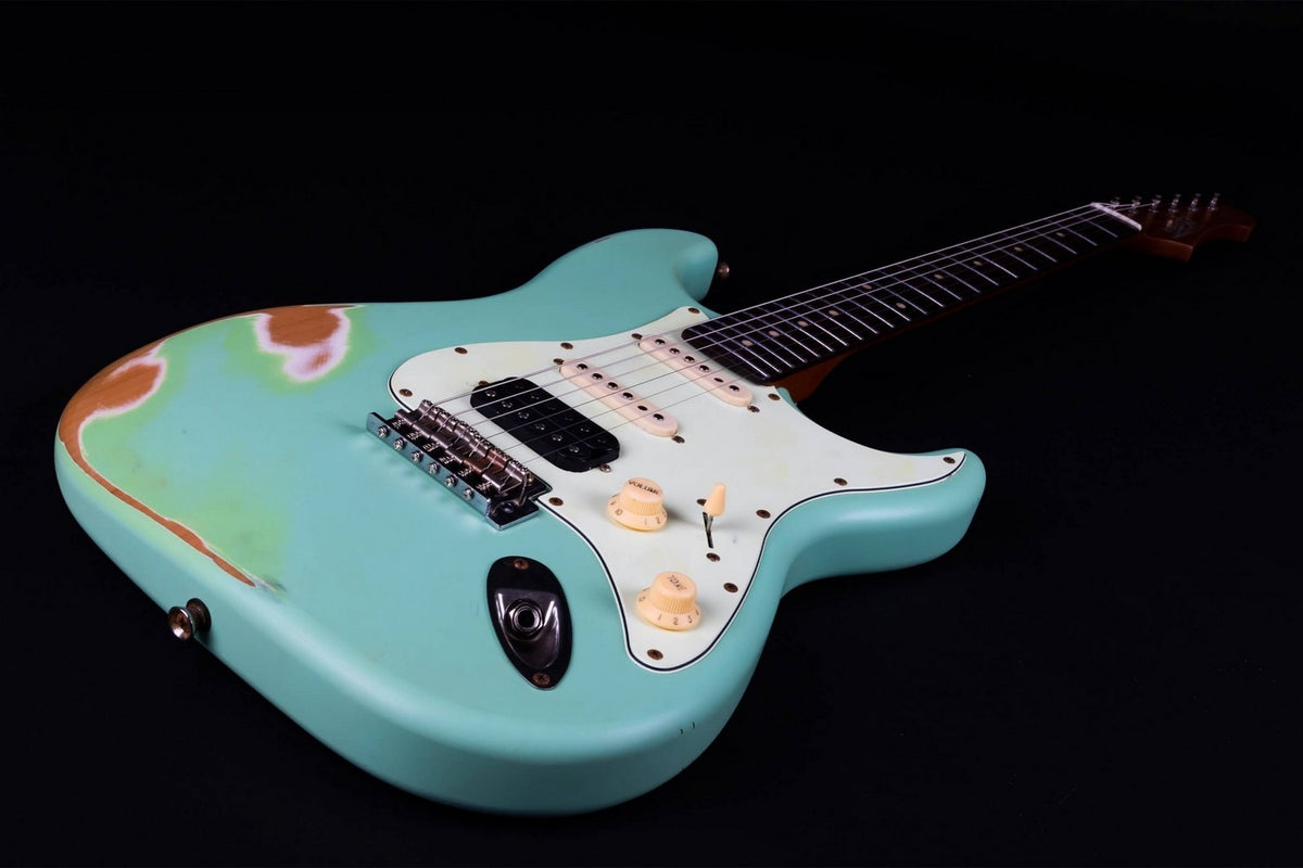 JET Guitars JS-400 RLC SFG – elektrische gitaar – S-stijl HSS 'relic' Zeegroen