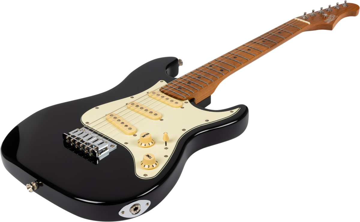 JET Guitars JS-300 MINI BK – elektrische gitaar – Mini S-stijl SSS Zwart