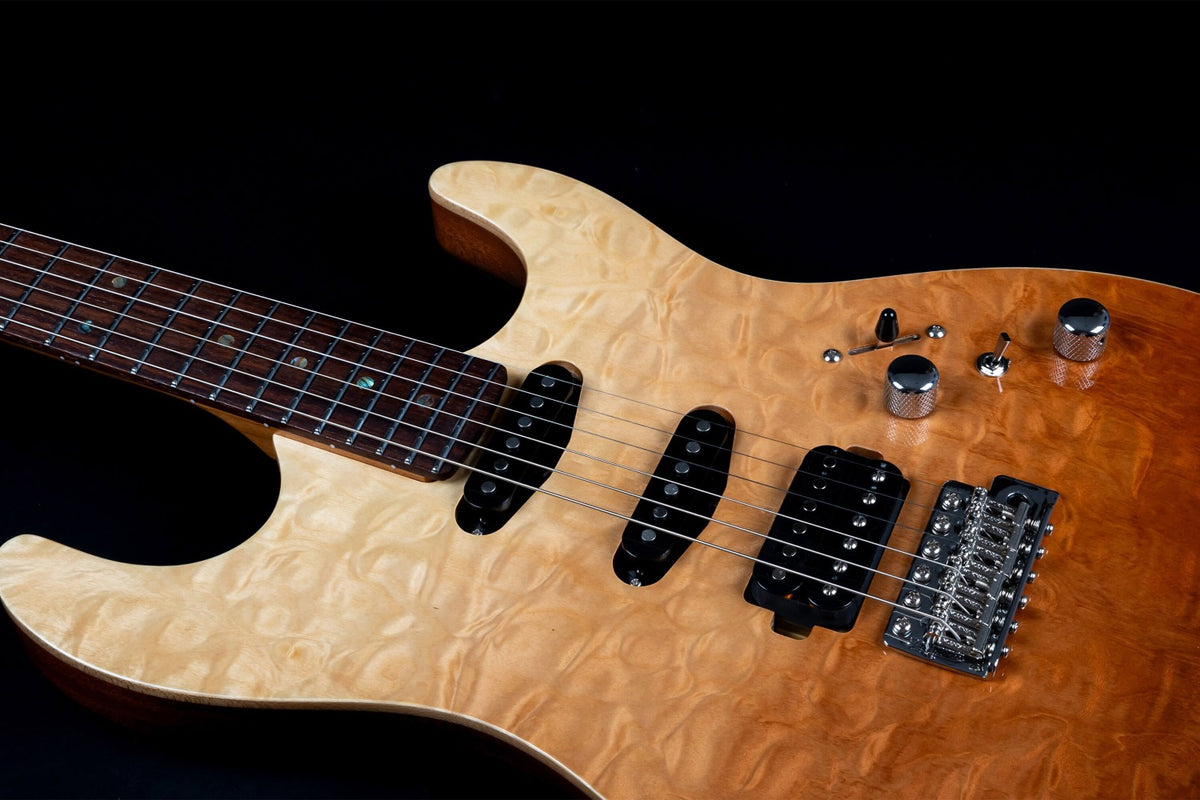 JET Guitars JS-45 Fireburst – elektrische gitaar – S-stijl HSS Fireburst vlam, palissander toets