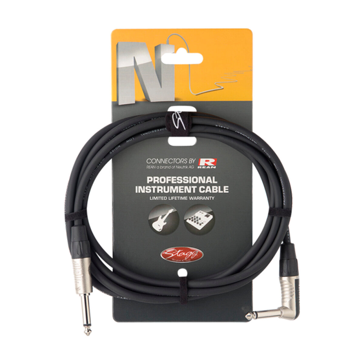 Stagg NGC6PLR instrumentkabel, jack/jack (m/m, recht/haaks), 6 m