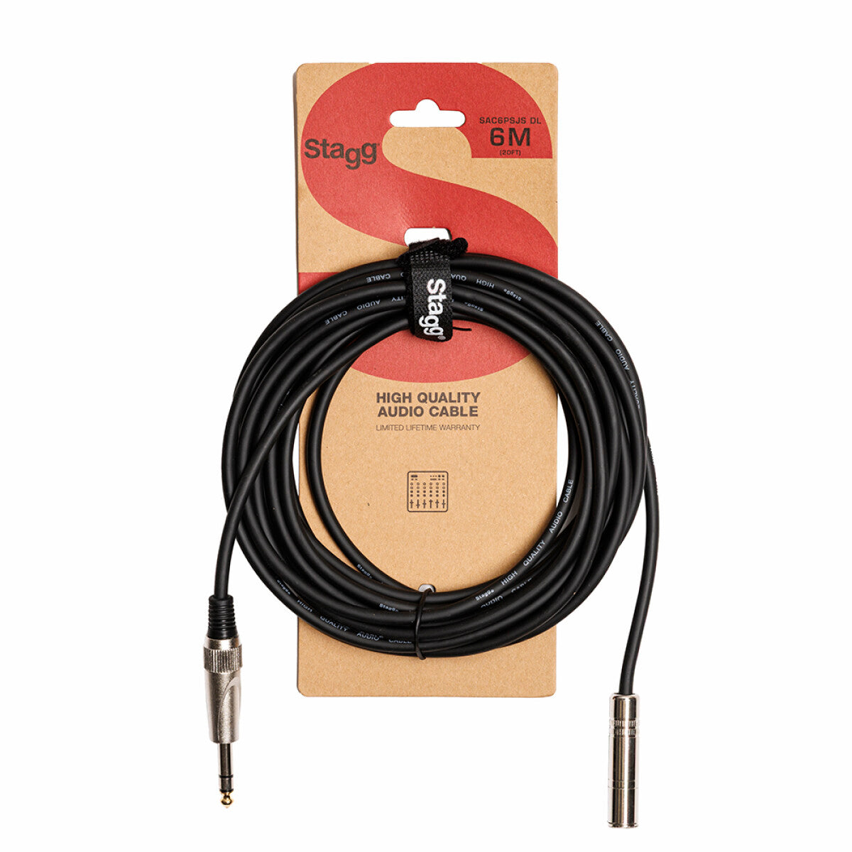Stagg SAC6PSJS DL s serie, Deluxe stereo audiokabel - Stereo M jack / Stereo F jack