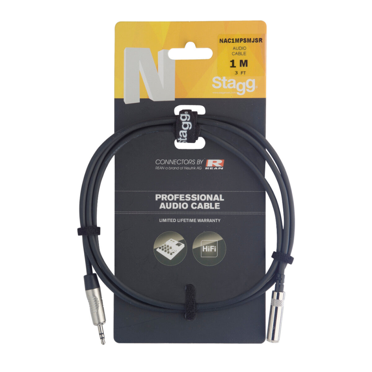 Stagg NAC3MPSMJSR n-Serie audiokabel, mini-jack/mini-jack (m/v), stereo, 3 m