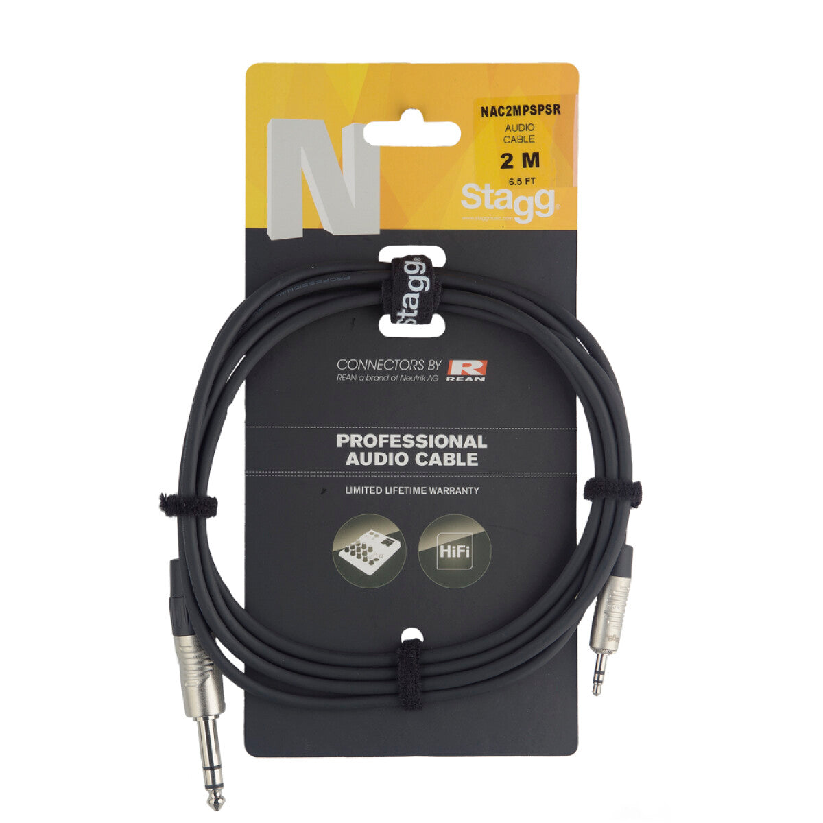 Stagg NAC3MPSPSR n-Serie audiokabel, mini-jack/jack (m/m), stereo, 3 m