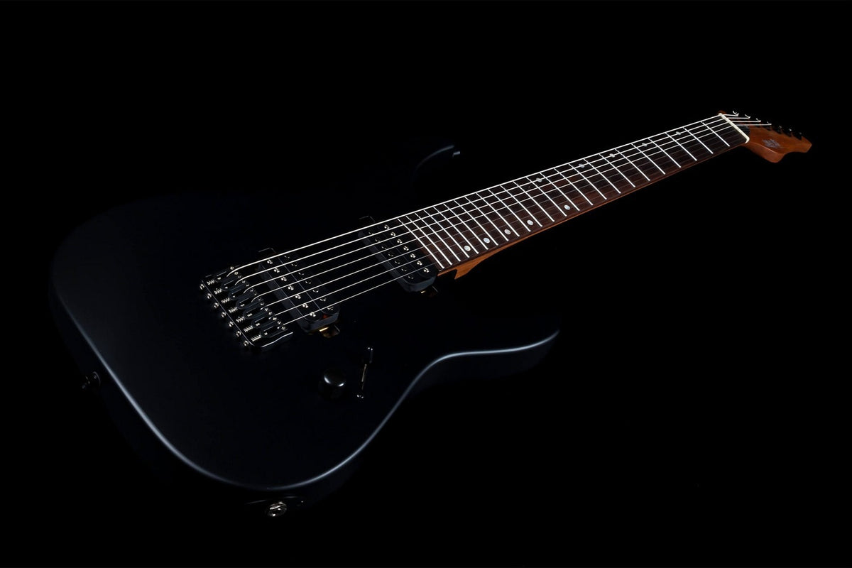 JET Guitars JS-507 BK Stygian – elektrische gitaar – S-stijl 7-snarige Stygian HH Satijn Zwart, palissander toets