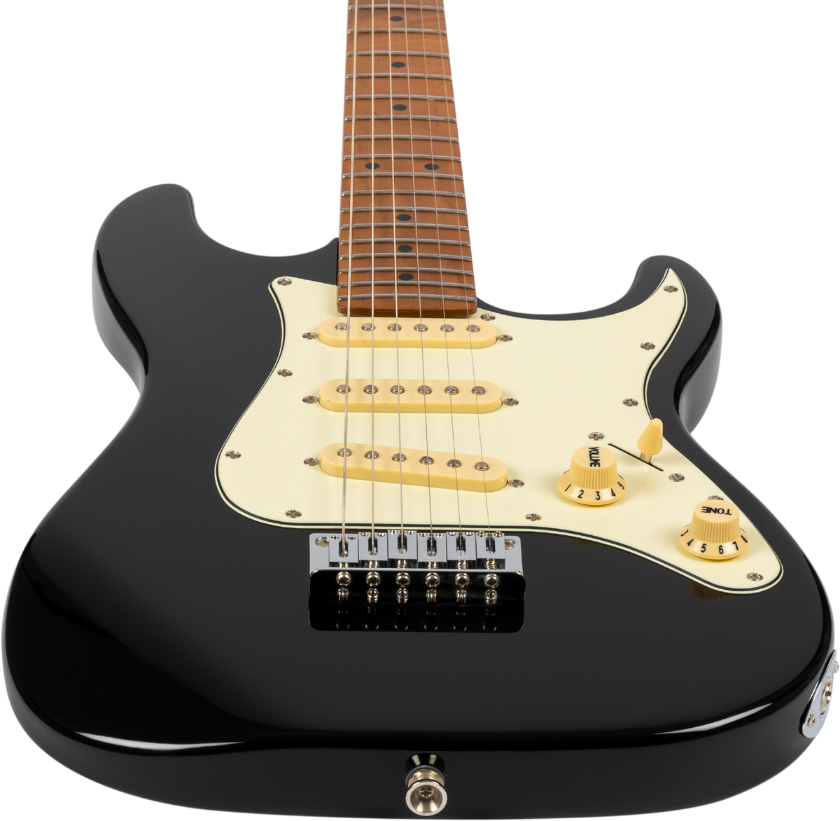 JET Guitars JS-300 MINI BK – elektrische gitaar – Mini S-stijl SSS Zwart