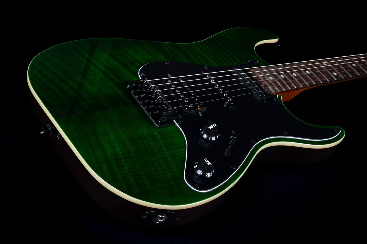 JET Guitars JS-450 TGR R – elektrische gitaar – S-stijl HSS transp. Groen, palissander toets