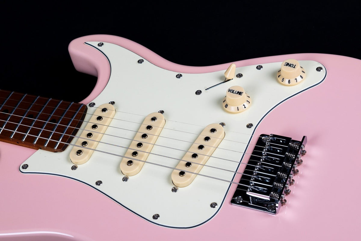 JET Guitars JS-300 MINI PK – elektrische gitaar – MINI S-stijl SSS Schelp Roze