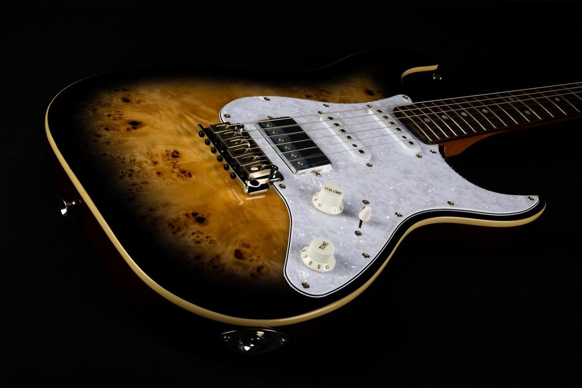 JET Guitars JS-450Q TB R – elektrische gitaar – S-stijl HSS transp. bruin, palissander toets