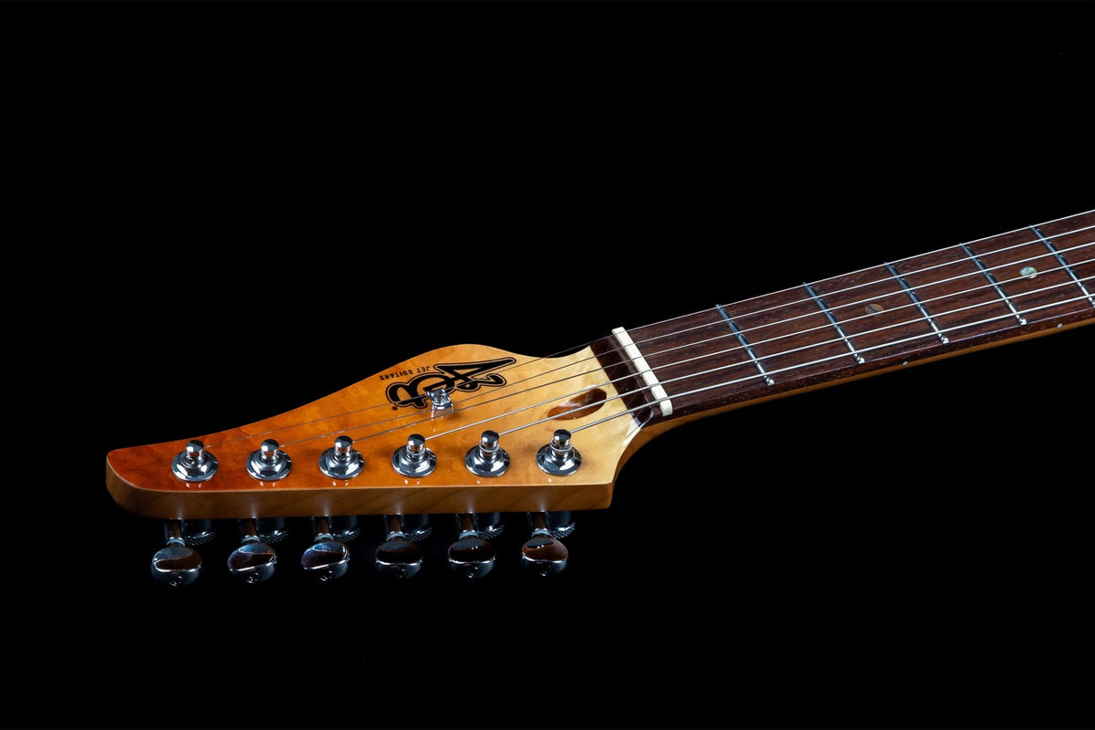 JET Guitars JS-45 Fireburst – elektrische gitaar – S-stijl HSS Fireburst vlam, palissander toets