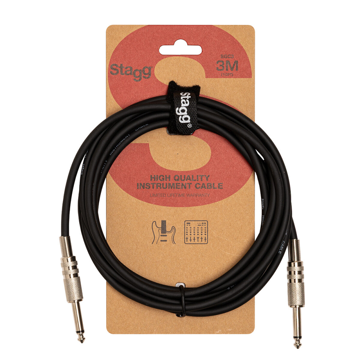 Stagg SGC3 instrumentkabel jack/jack (m/m), 3 m, S-serie