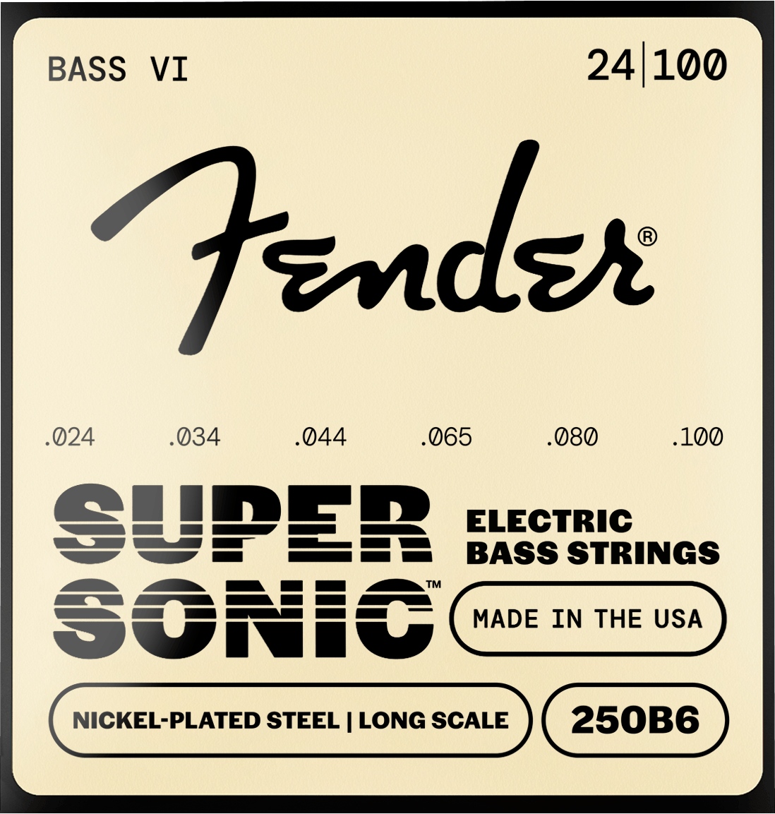 Fender F-250B6 SuperSonic 250B6 Nickel-Plated Steel Bass VI-snaren 24-100 met baleinde