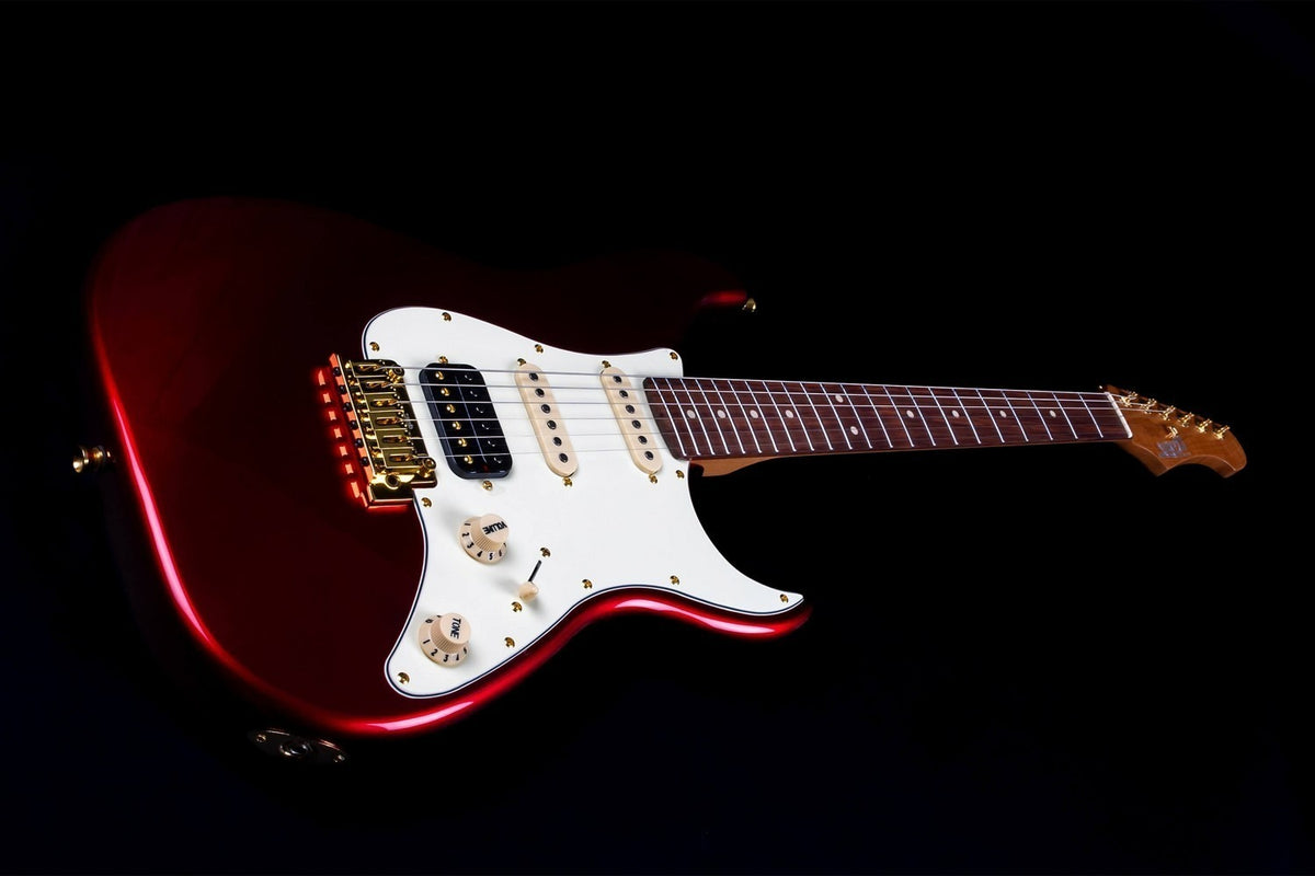 JET Guitars JS-480 WR G – elektrische gitaar – S-stijl HSS Wijnrood/Goud hardware, palissander toets