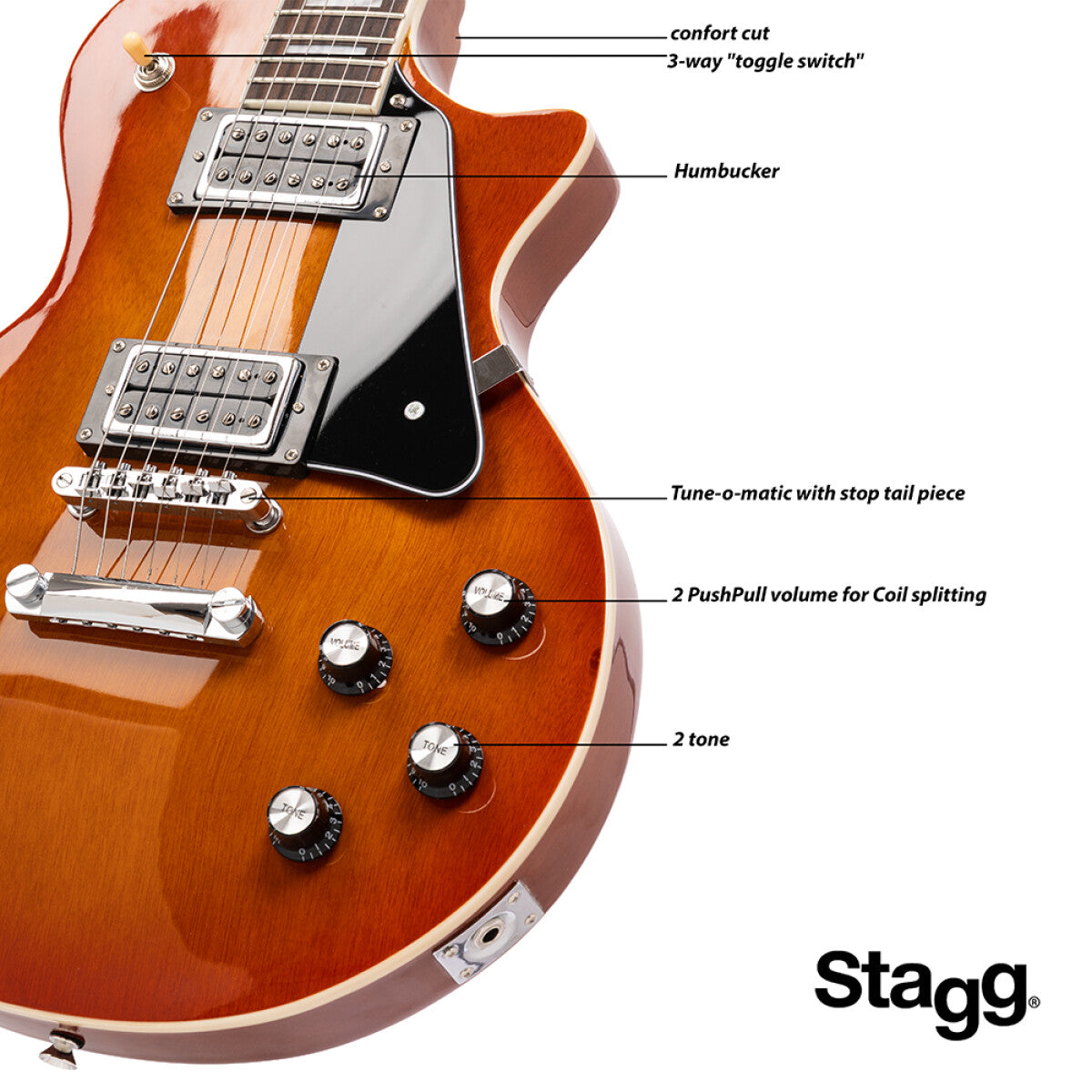 Stagg SEL-STD VSB elektrische gitaar Violin Sunburst